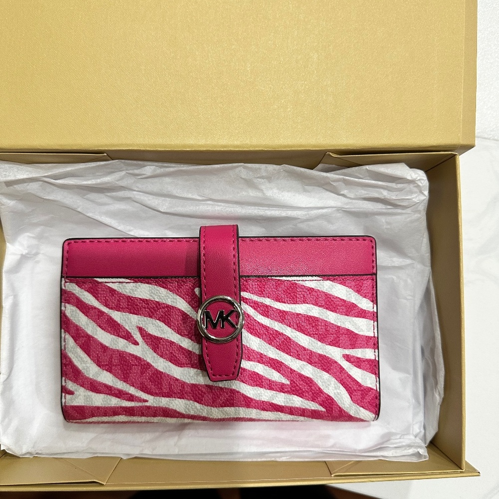 MK Greenwich Medium Zebra Signature Logo Wallet
